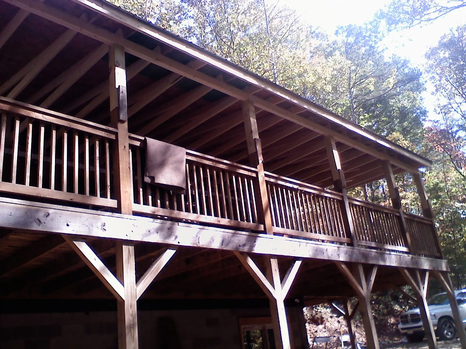 Timber framing under a new elevated porch and deck — Roof Leak Repair in Fromberg by Roofing Brothers